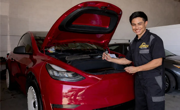 Tesla repair and diagnostics by certified mechanic at Azimov Collision in California