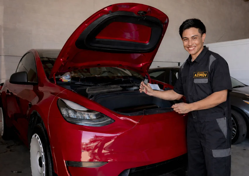 Tesla repair and diagnostics by certified mechanic at Azimov Collision in California